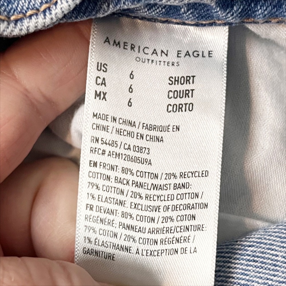 American Eagle Super High Rise Baggy Straight Jeans 6 SHORT light distressed - Picture 7 of 9
